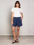 Celtic & Co. Pull On Pure Linen Shorts, Khaki, Dark Navy