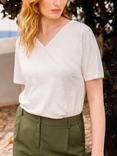 Celtic & Co. Trim Slub Jersey V-Neck Top, Chalk