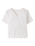 Celtic & Co. Trim Slub Jersey V-Neck Top, Chalk