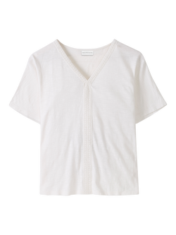 Celtic & Co. Trim Slub Jersey V-Neck Top, Chalk - view 2, Chalk