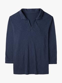 Celtic & Co. Slub Jersey Trim Detail Polo Top, Dark Navy - view 2, Dark Navy