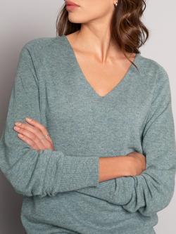 Celtic & Co. Geelong Wool Slouchy V-Neck Jumper - view 2, Dark Sage