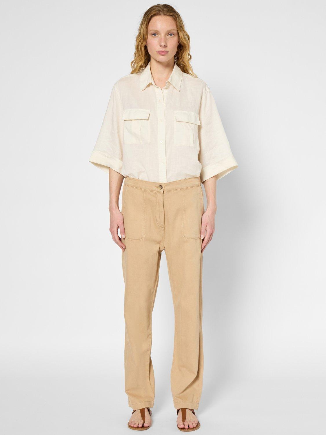 Product image 2 of 6, which shows Gerard Darel Lysee Cotton Blend Trousers, Camel, 10