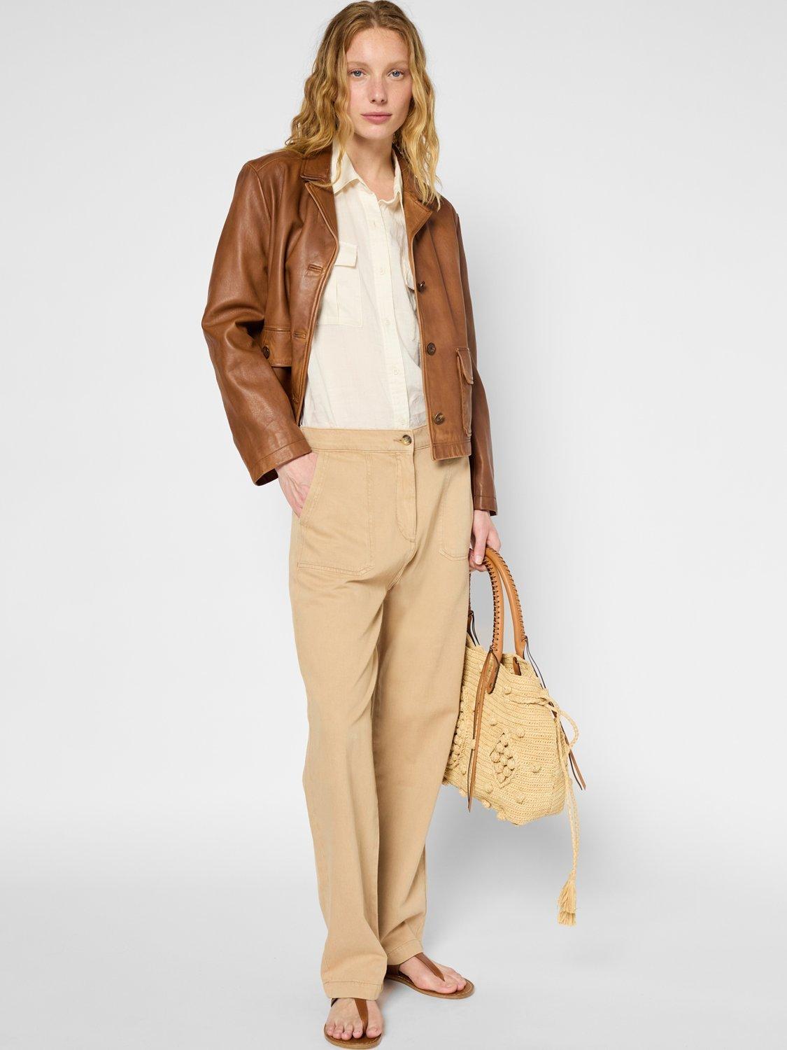 Product image 5 of 6, which shows Gerard Darel Lysee Cotton Blend Trousers, Camel, 10