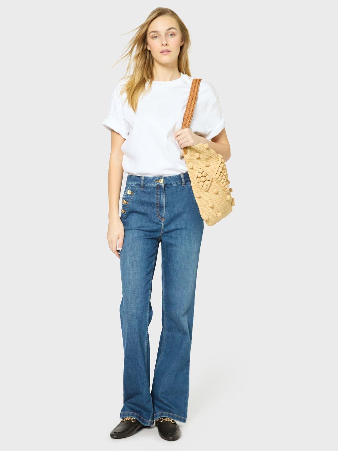 Product image 1 of 6, which shows Gerard Darel Lysette Button Pocket Jeans, Blue, 10