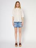Gerard Darel Umber Cotton Short Sleeved Shirt, Ecru