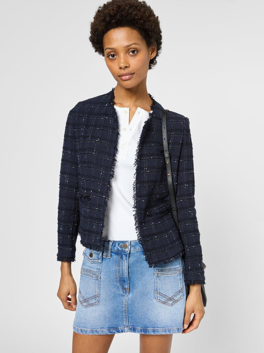 Product image 1 of 2, which shows Gerard Darel Rolande Tweed Jacket, Navy, 10