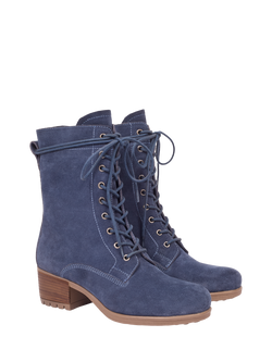 Celtic & Co. Suede Block Heel Derby Boots - view 2, Navy