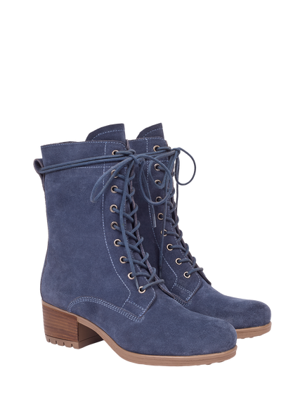Celtic & Co. Suede Block Heel Derby Boots - view 2, Navy