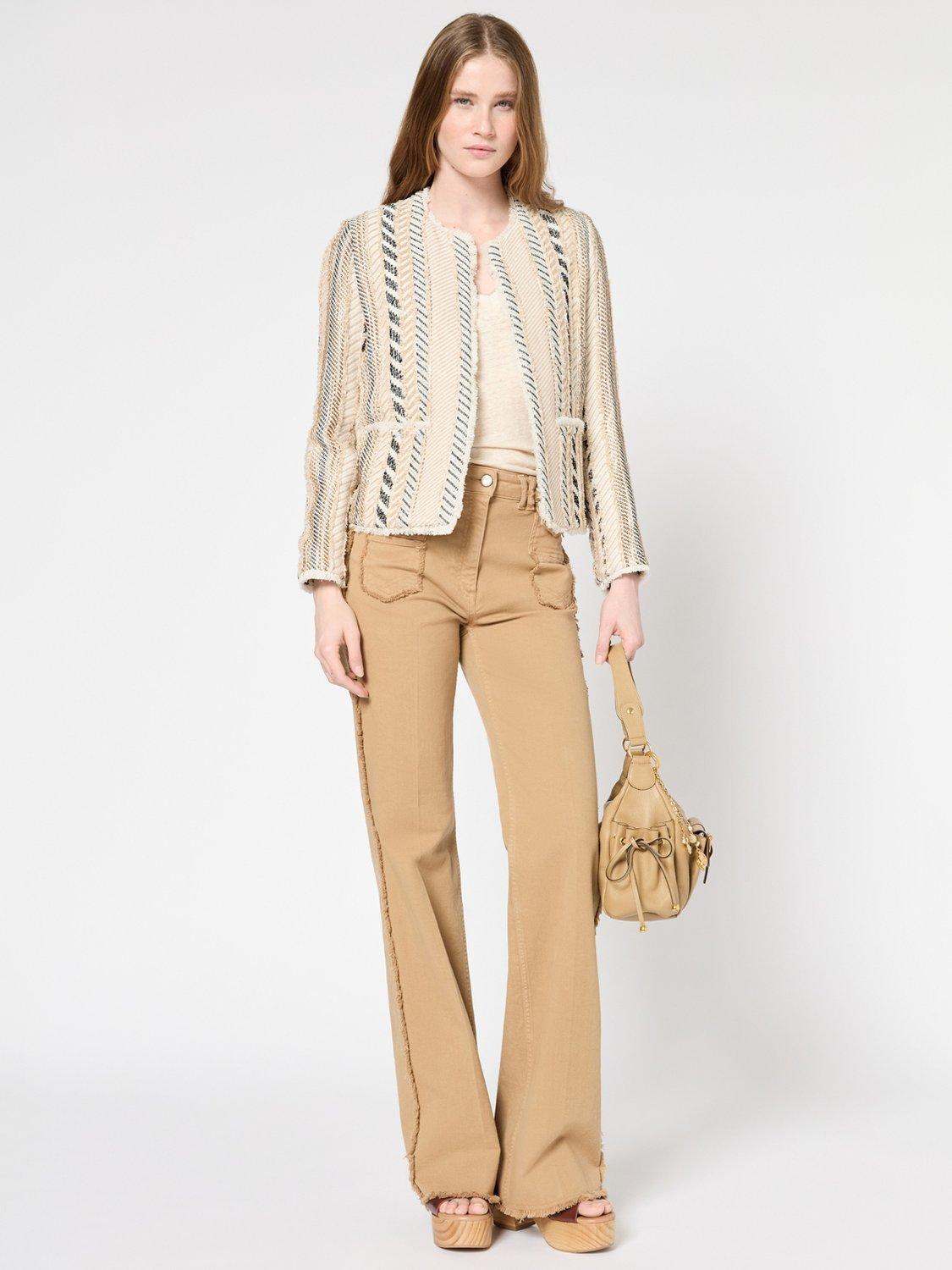 Product image 1 of 6, which shows Gerard Darel Remina Textured Stripe Jacket, Beige, 6