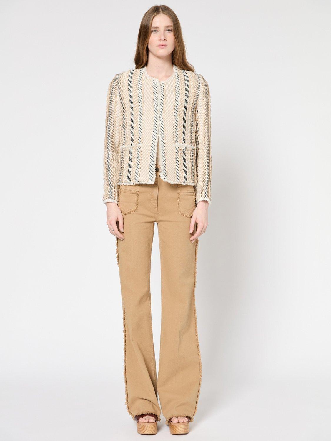 Product image 2 of 6, which shows Gerard Darel Remina Textured Stripe Jacket, Beige, 6