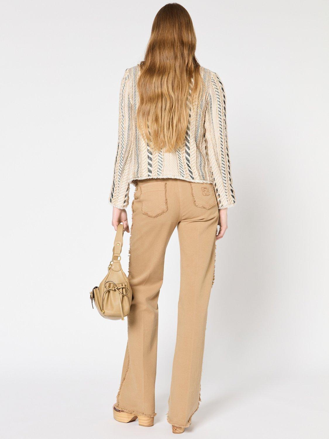 Product image 3 of 6, which shows Gerard Darel Remina Textured Stripe Jacket, Beige, 6