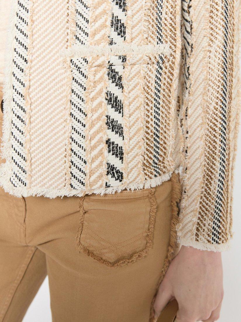Product image 6 of 6, which shows Gerard Darel Remina Textured Stripe Jacket, Beige, 6