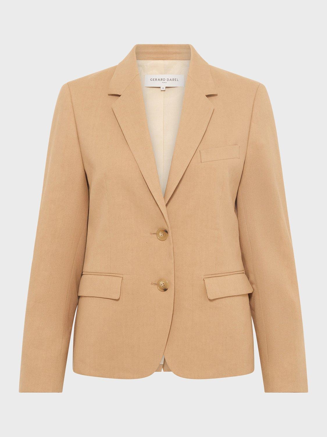 Product image 1 of 1, which shows Gerard Darel Raphie Linen Rich Blazer, Sand, 10