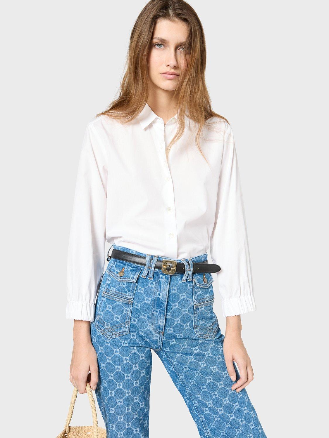 Product image 1 of 6, which shows Gerard Darel Ustina Pleated Cuff Shirt, White, 8