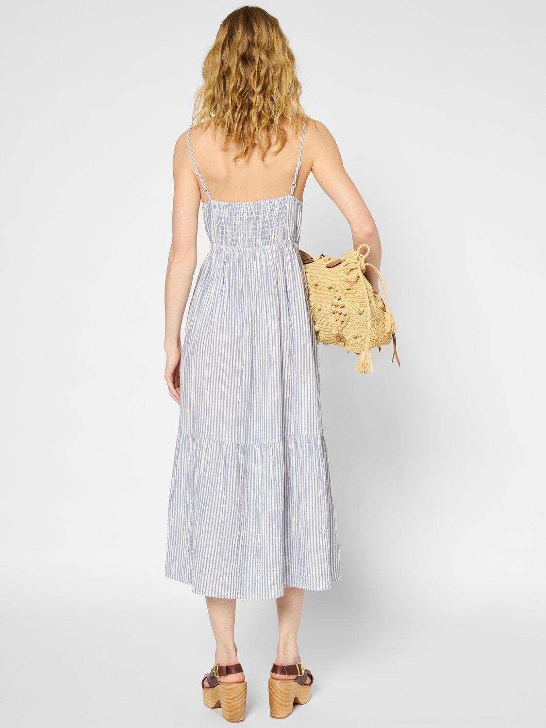 Product image 3 of 6, which shows Gerard Darel Poline Stripe Midi Dress, Blue, 8