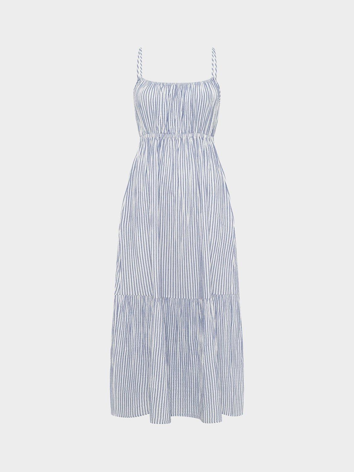 Product image 4 of 6, which shows Gerard Darel Poline Stripe Midi Dress, Blue, 8