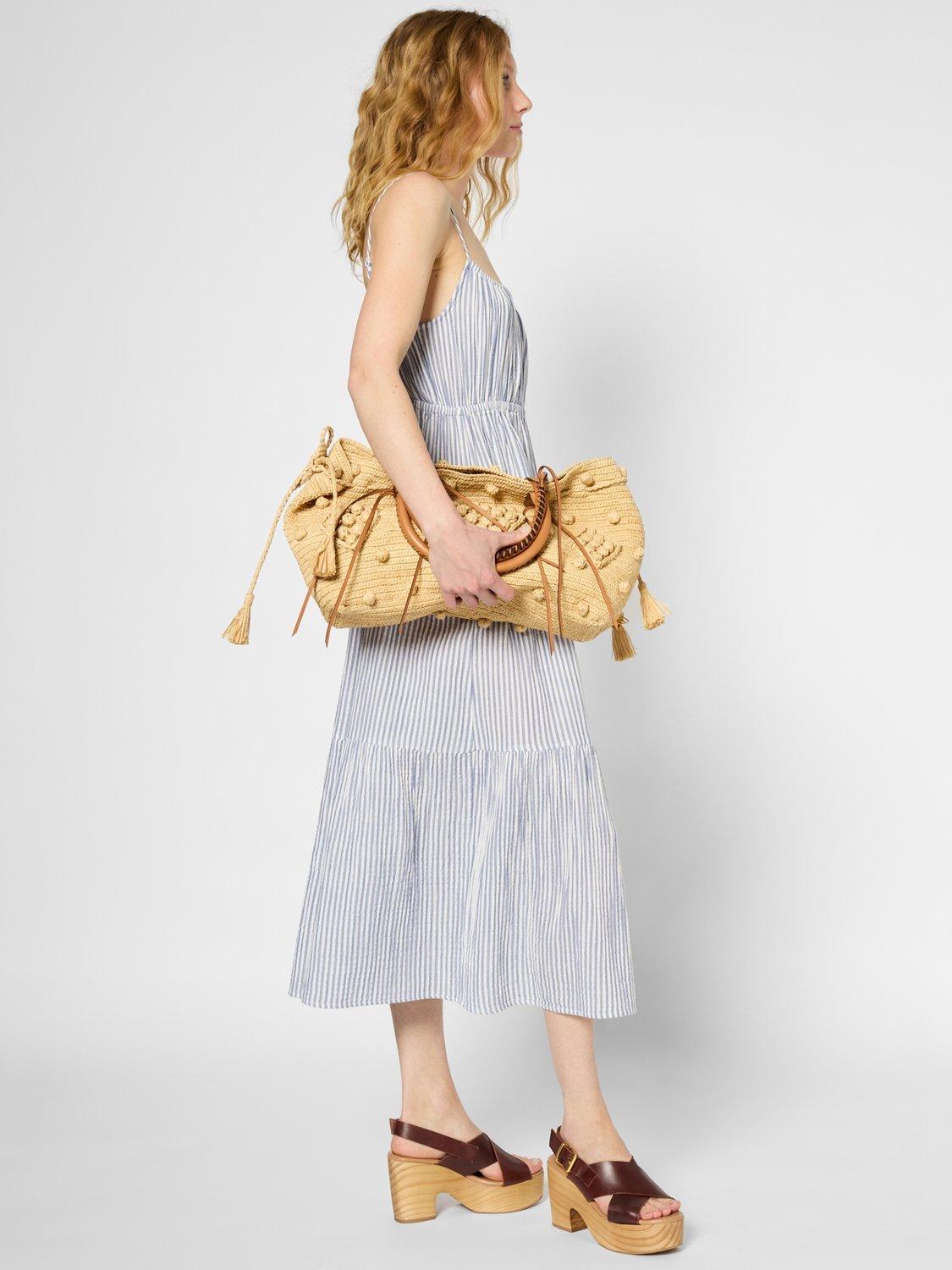Product image 5 of 6, which shows Gerard Darel Poline Stripe Midi Dress, Blue, 8