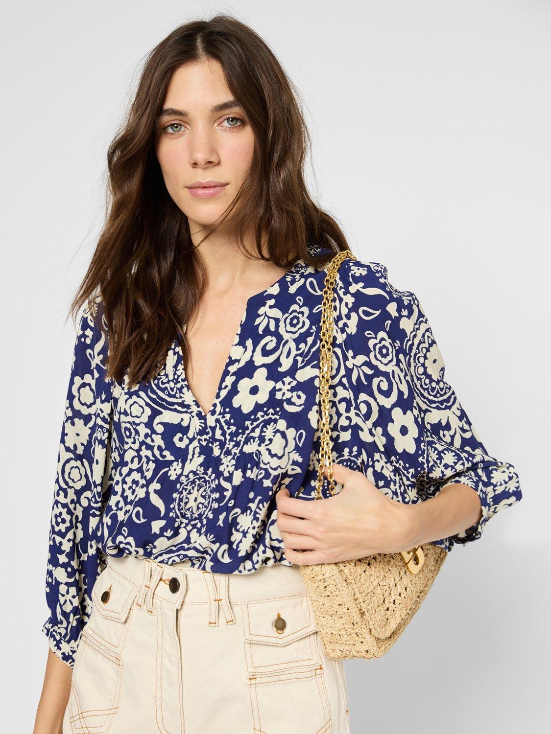 Product image 1 of 2, which shows Gerard Darel Ubelia Floral Top, Ink, 10