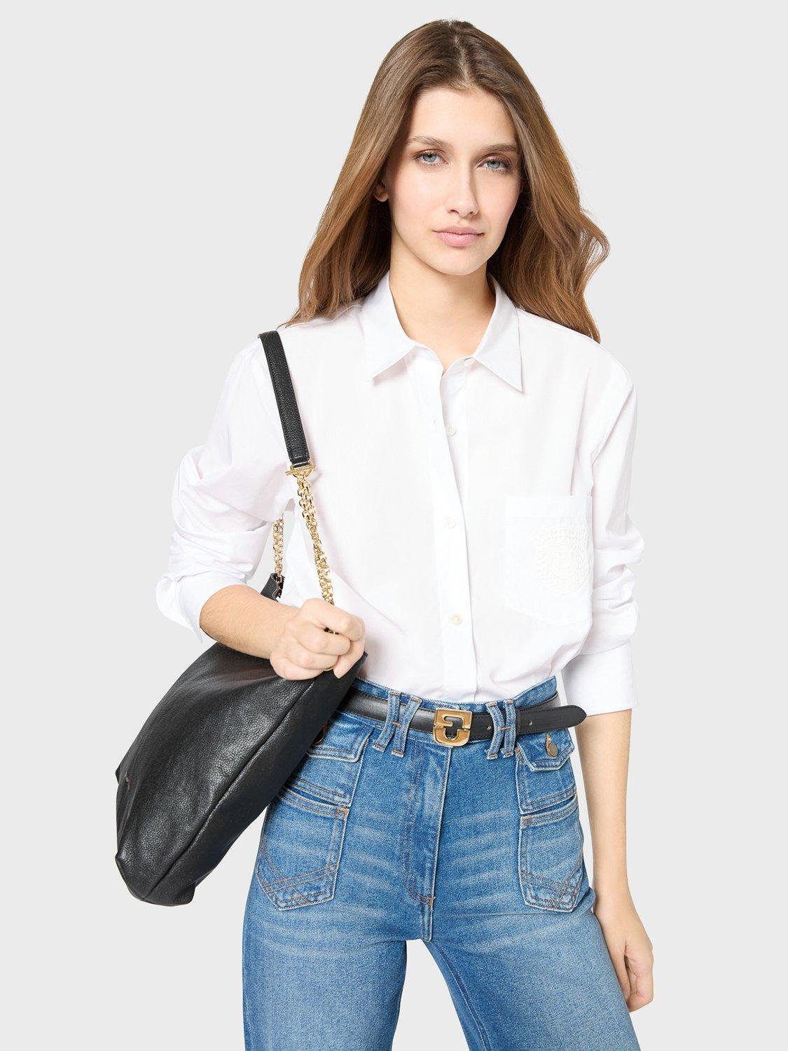 Product image 1 of 6, which shows Gerard Darel Udria Cotton Poplin Shirt, White, 10