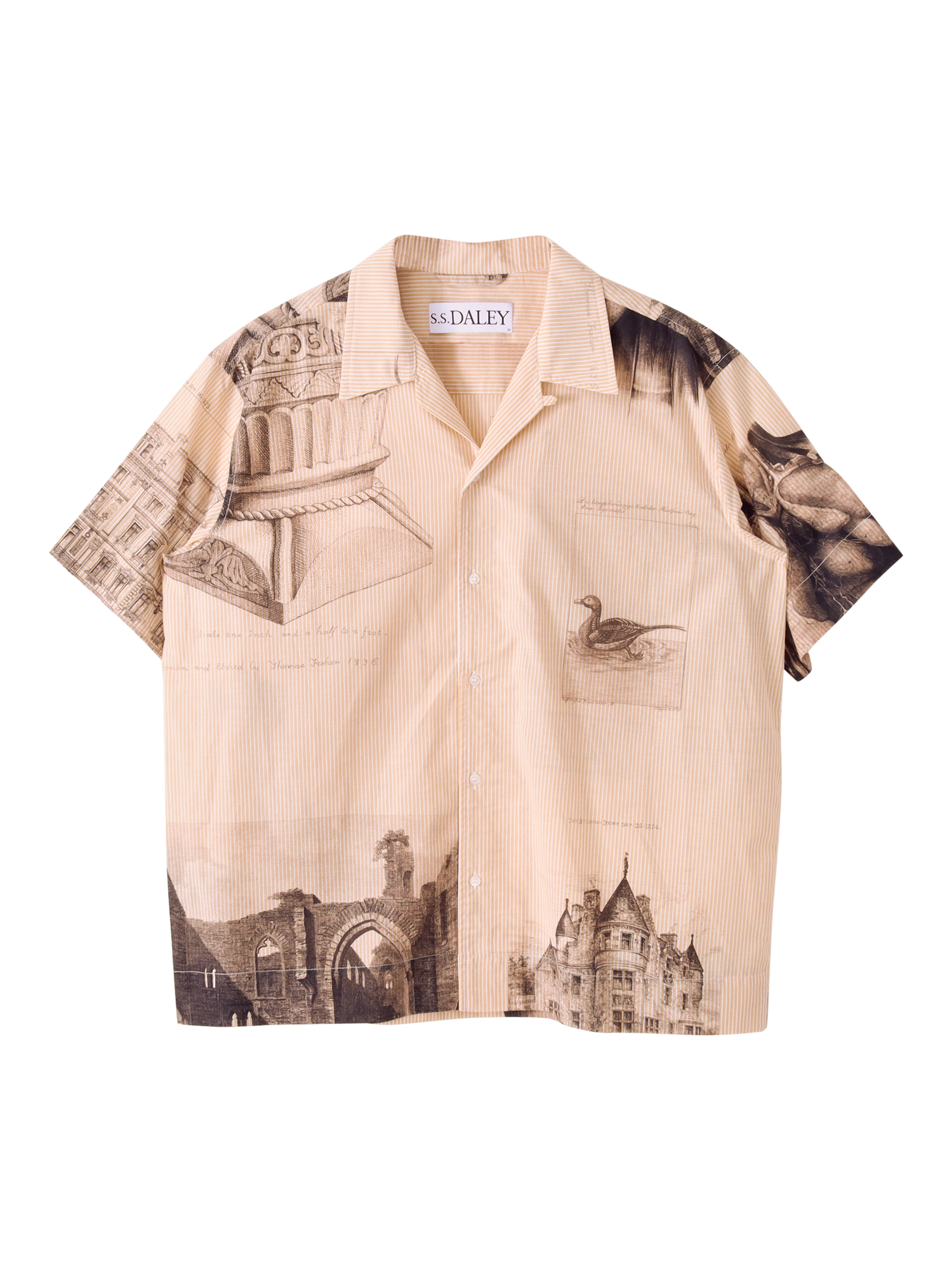 Product image 1 of 3, which shows S.S.DALEY Estate Sale Cotton Regular Fit Print Shirt, Orange White, S
