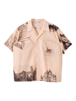 S.S.DALEY Estate Sale Cotton Regular Fit Print Shirt, Orange White, Orange White