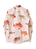 S.S.DALEY Benjamin Cotton Regular Fit Fish Print Shirt, Beige Fish