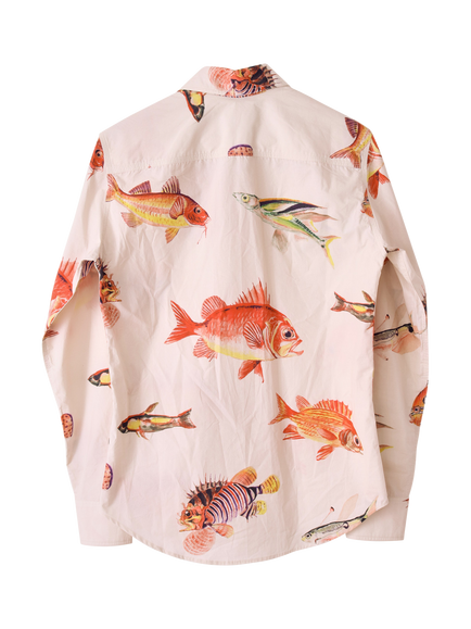 S.S.DALEY Benjamin Cotton Regular Fit Fish Print Shirt, Beige Fish - view 2, Beige Fish