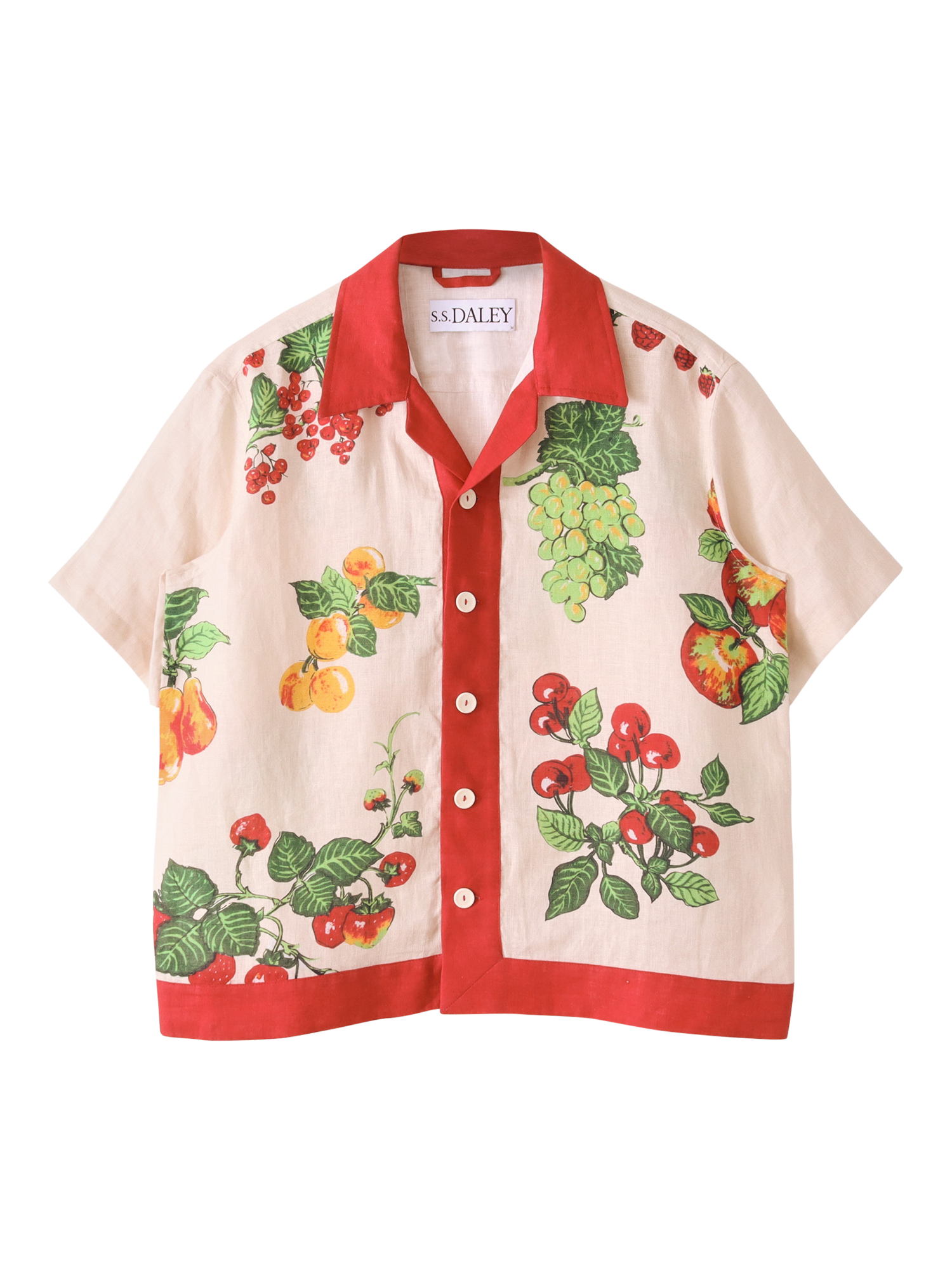 Product image 1 of 3, which shows S.S.DALEY Picnic Linen Shirt, Beige Red, S