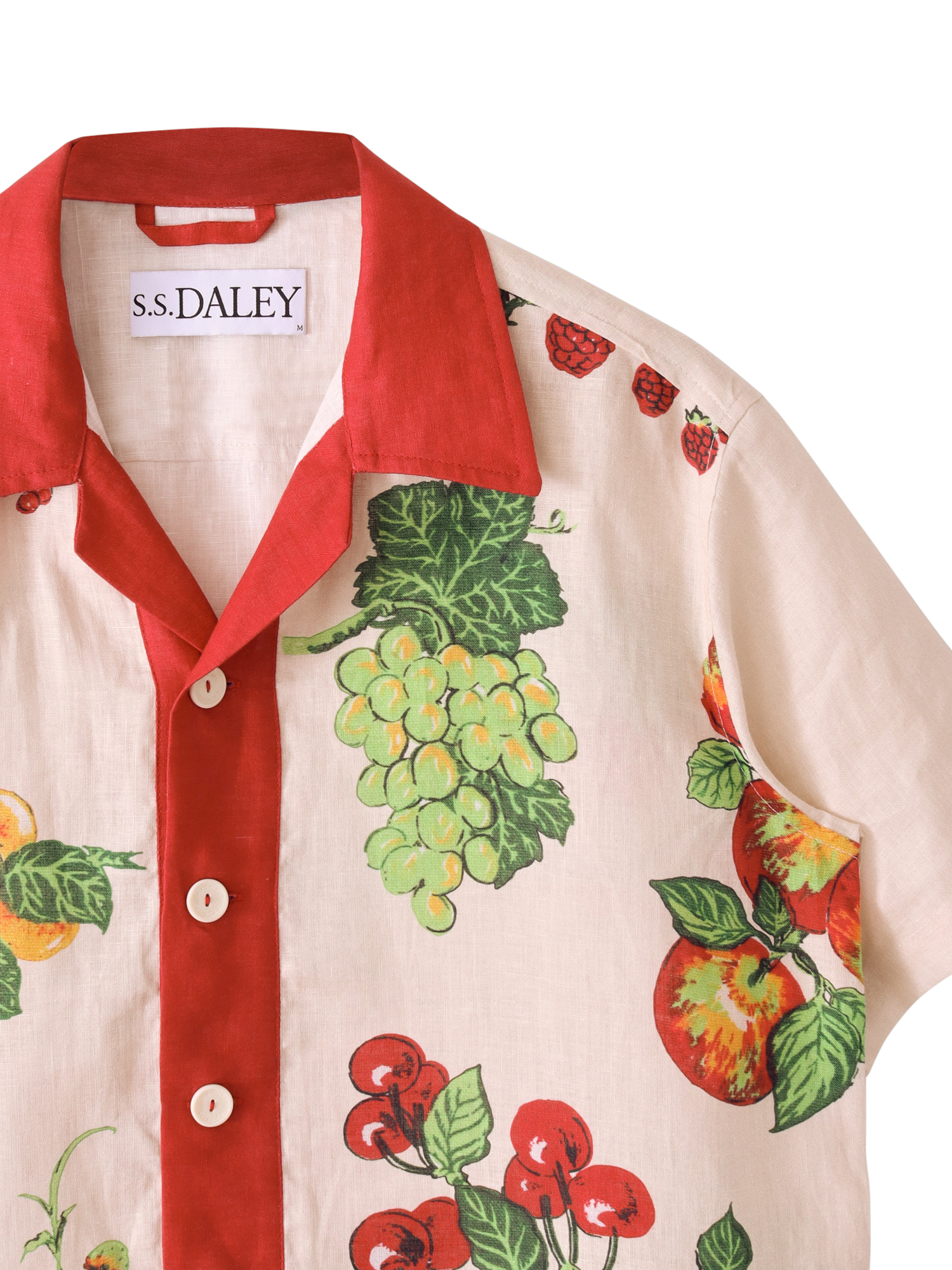 Product image 3 of 3, which shows S.S.DALEY Picnic Linen Shirt, Beige Red, S