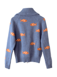 S.S.DALEY Archie Lambswool Fish Zip-Through Knit, Blue Fish