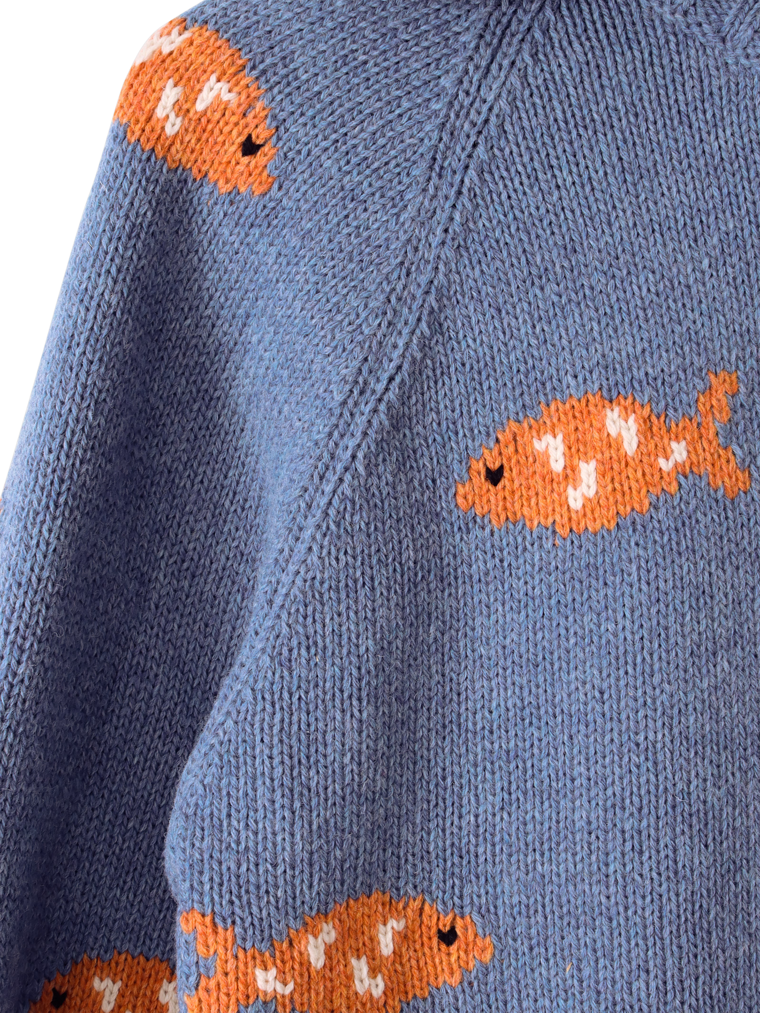 Product image 3 of 3, which shows S.S.DALEY Archie Lambswool Fish Zip-Through Knit, Blue Fish, S