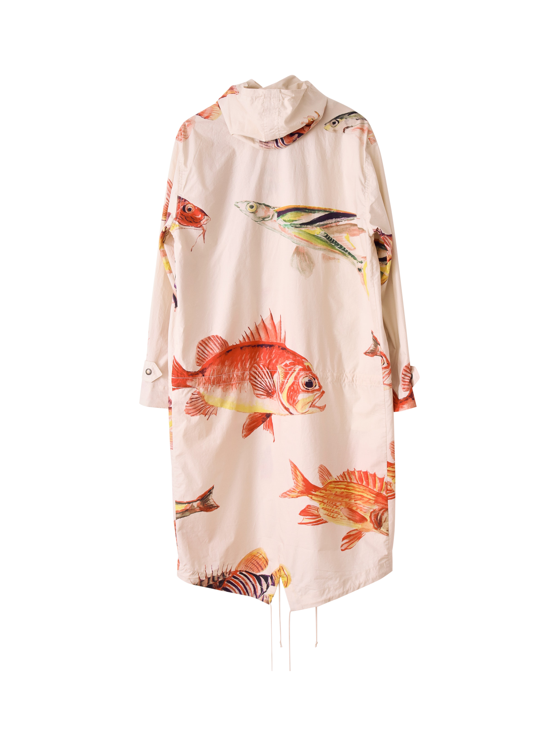 Product image 2 of 3, which shows S.S.DALEY Benjamin Cotton Fish Print Parka Jacket, Beige Fish, S