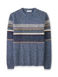 Celtic & Co. Statement Stripe Pure Donegal Wool Jumper, Indigo