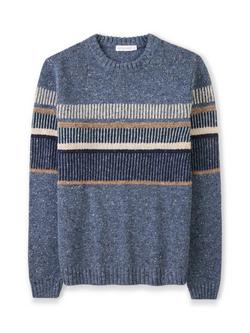 Celtic & Co. Statement Stripe Pure Donegal Wool Jumper, Indigo, Indigo