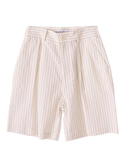 S.S.DALEY Clement Cotton Striped Tailored Shorts, White, White