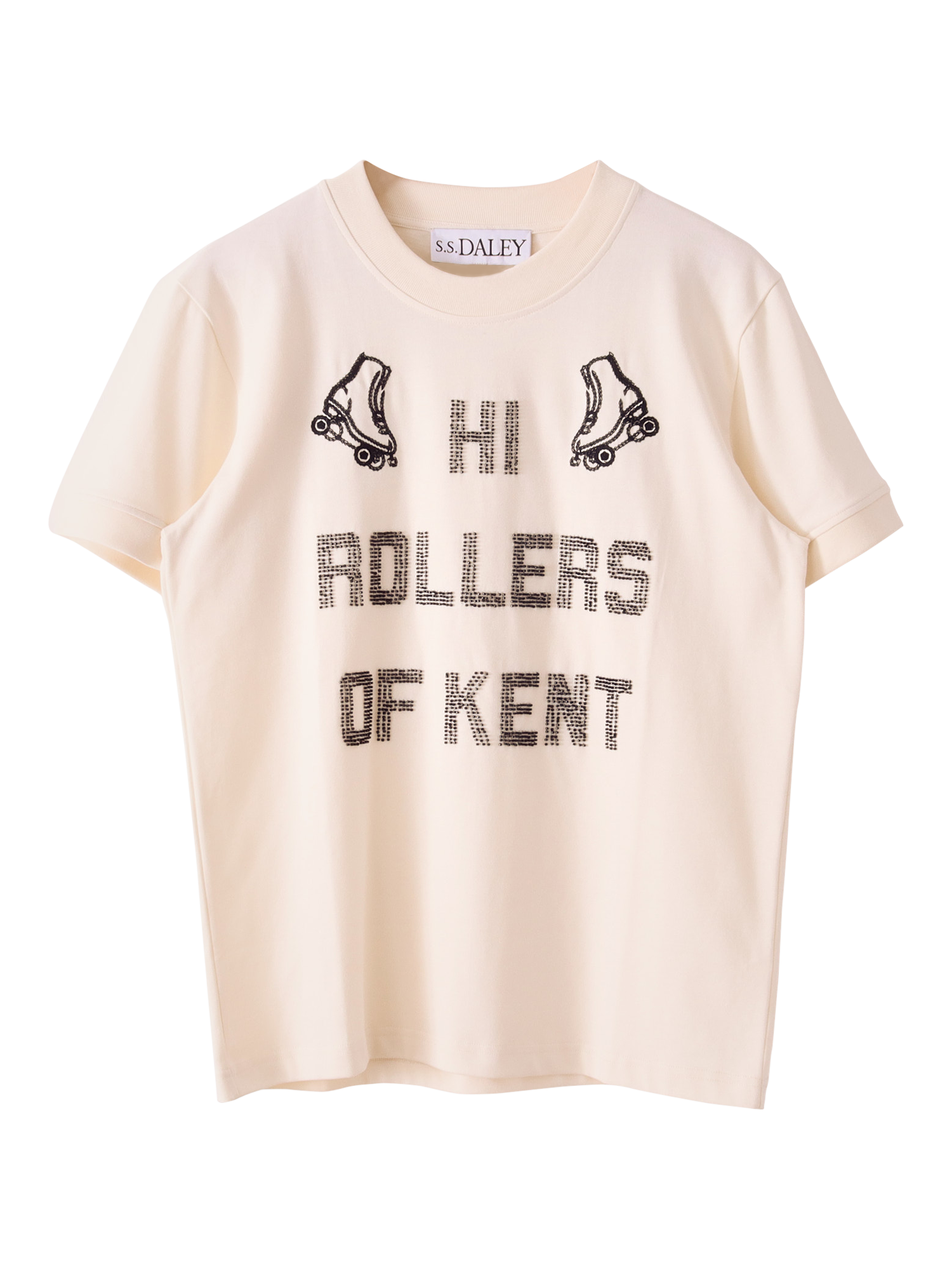 Product image 1 of 4, which shows S.S.DALEY Hi Rollers Cotton Regular Fit Short Sleeve T-Shirt, Ecru, S