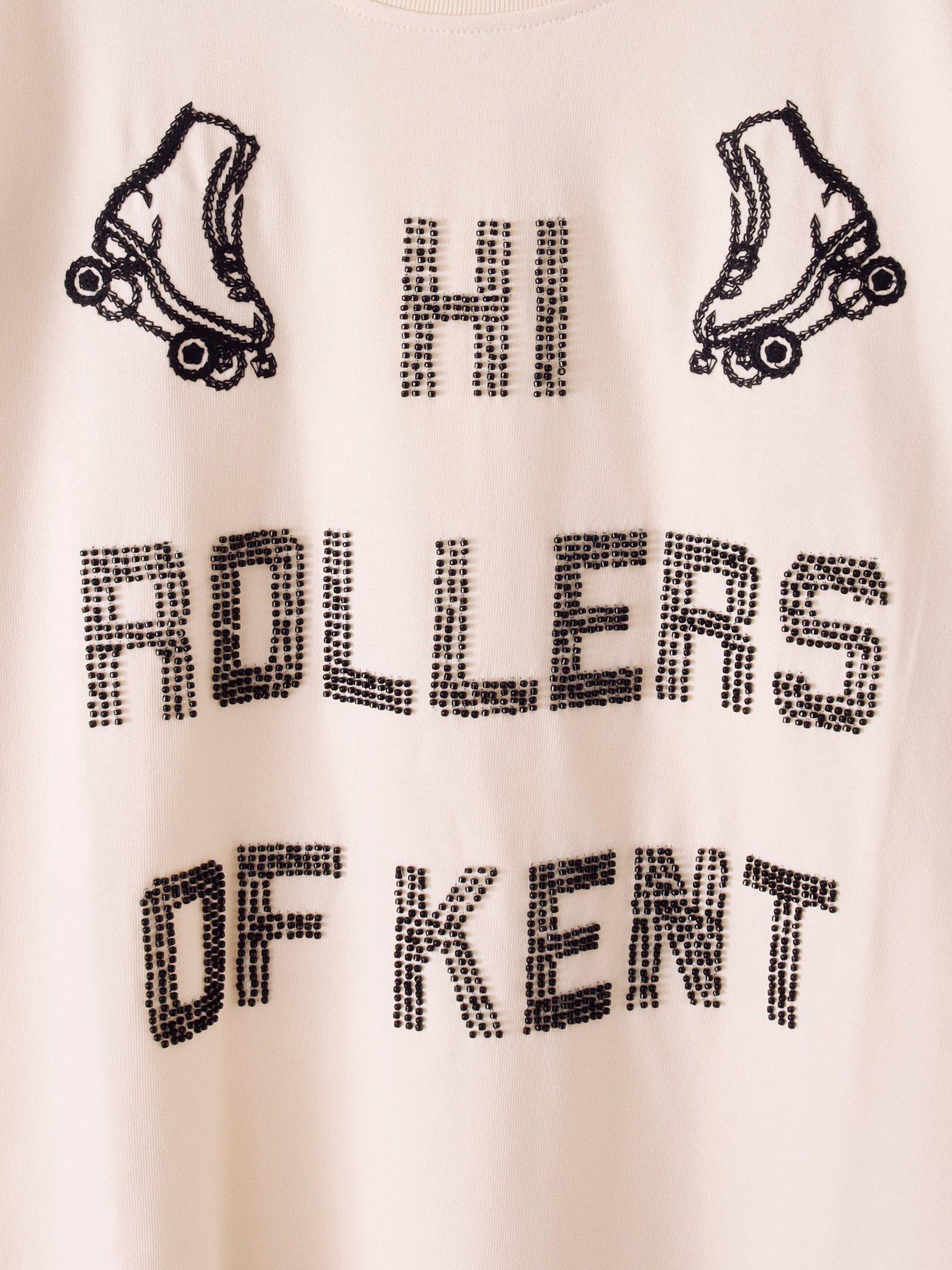 Product image 2 of 4, which shows S.S.DALEY Hi Rollers Cotton Regular Fit Short Sleeve T-Shirt, Ecru, S