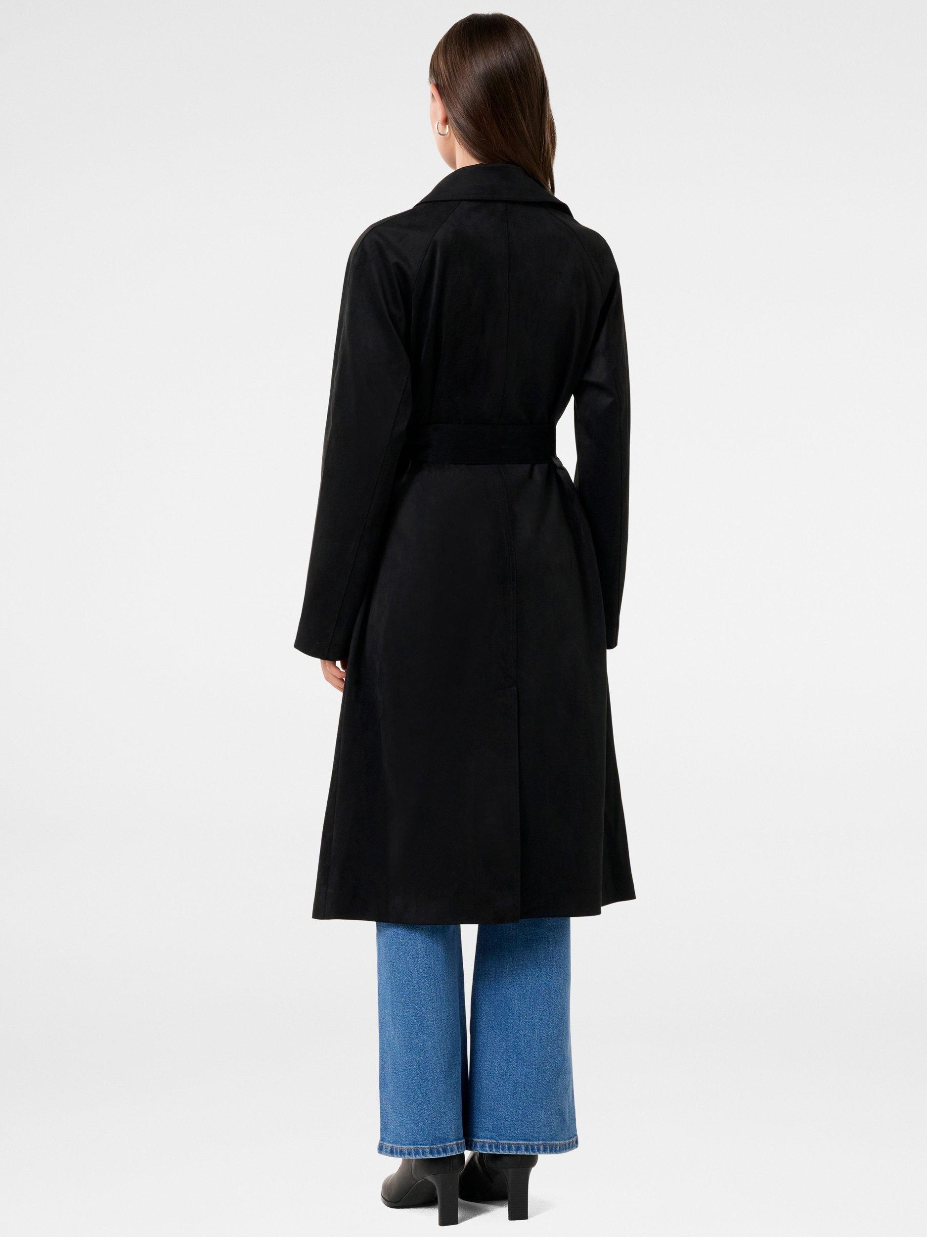 Product image 2 of 5, which shows Forever New Cass Faux Suede Trench Coat, Black, 4