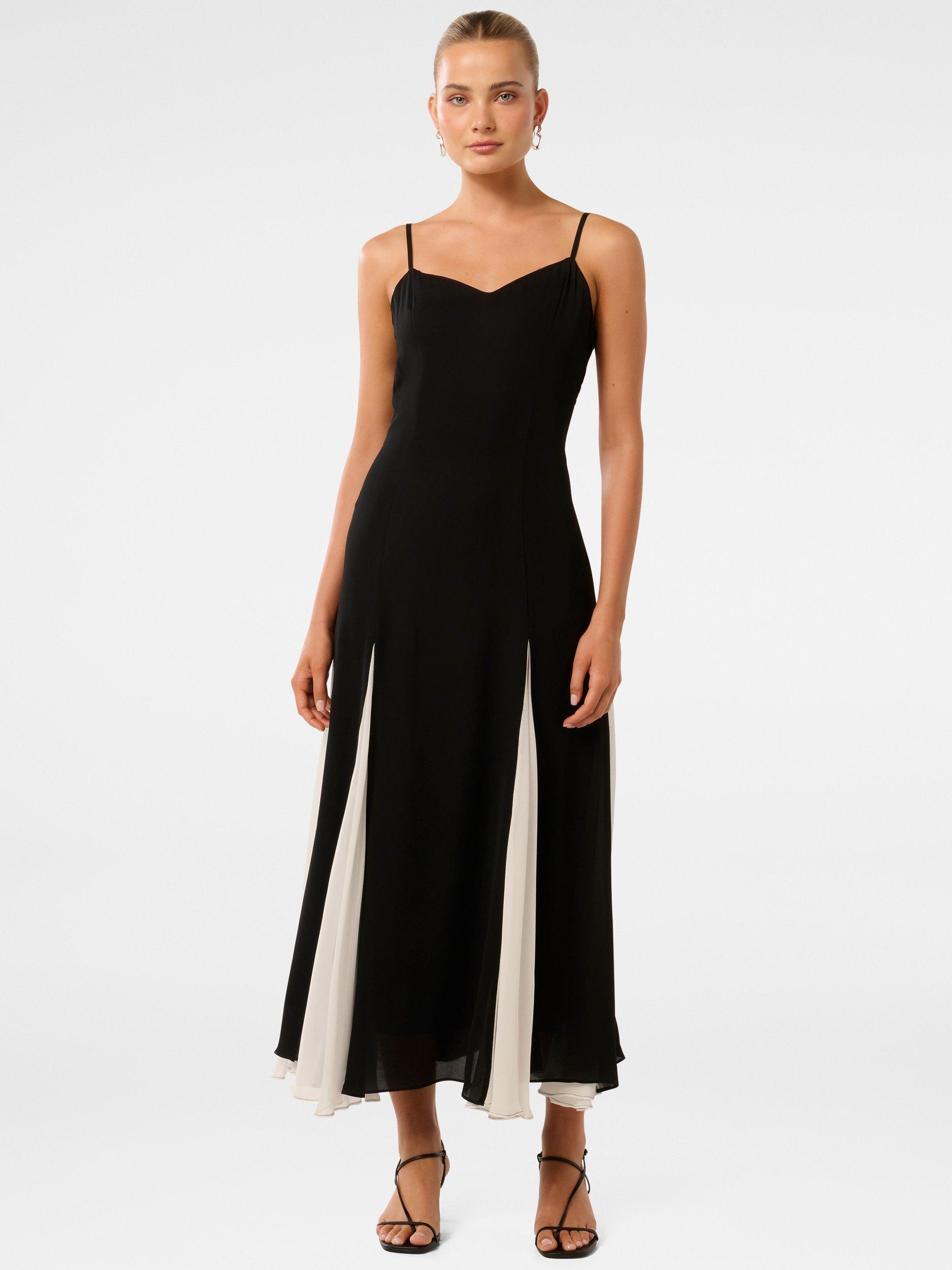 Product image 1 of 4, which shows Forever New Dahlia Godet Maxi Dress, Black/White, 4