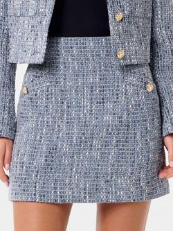 Forever New Marley Tweed Mini Skirt, Blue, Blue