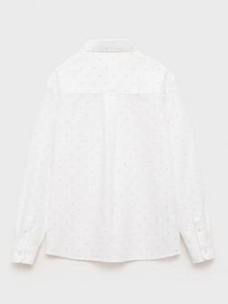 Mango Kids' Stamp Print Oxford Shirt, White - view 2, White