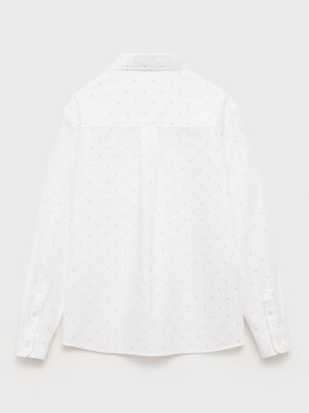 Mango Kids' Stamp Print Oxford Shirt, White - view 2, White