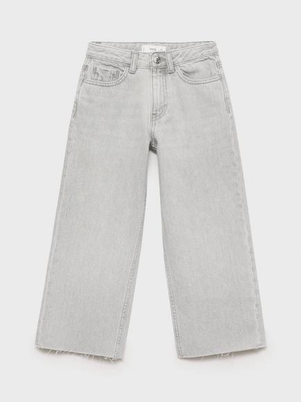 Mango Kids' Cotton Culotte Jeans, Open Grey, Open Grey