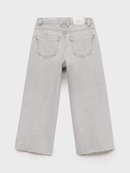 Mango Kids' Cotton Culotte Jeans, Open Grey - view 2, Open Grey