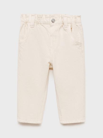 Mango Kids' Paperbag Jeans, Cream, Cream