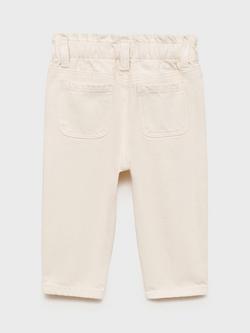 Mango Kids' Paperbag Jeans, Cream - view 2, Cream