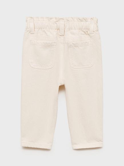 Mango Kids' Paperbag Jeans, Cream - view 2, Cream