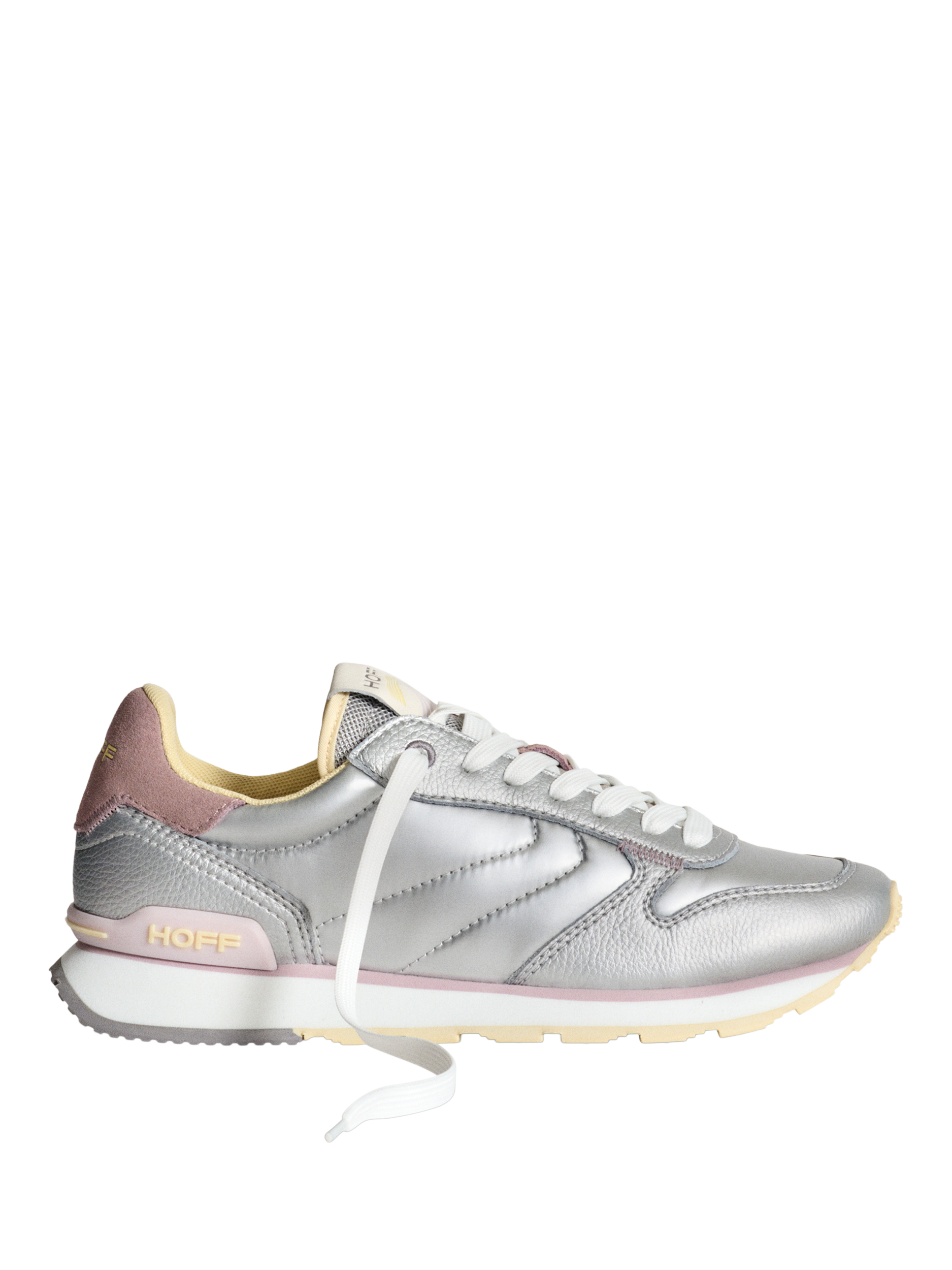 Product image 1 of 5, which shows HOFF Tiryns Leather Blend Lace Up Trainers, Silver, 4