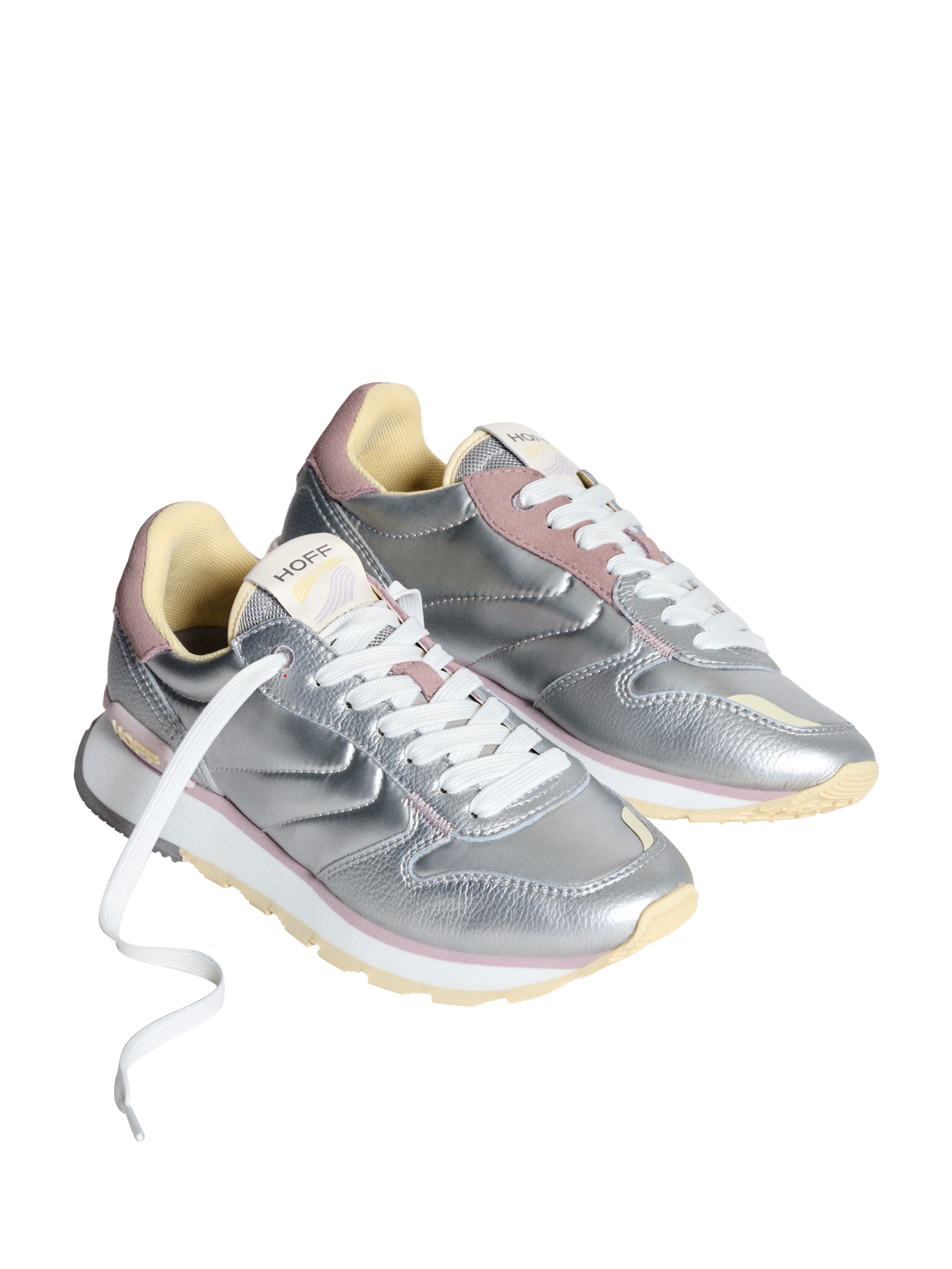 Product image 2 of 5, which shows HOFF Tiryns Leather Blend Lace Up Trainers, Silver, 4